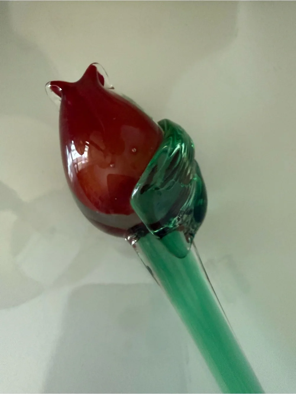 Art Glass Red & Green long 14” Czech Repablic